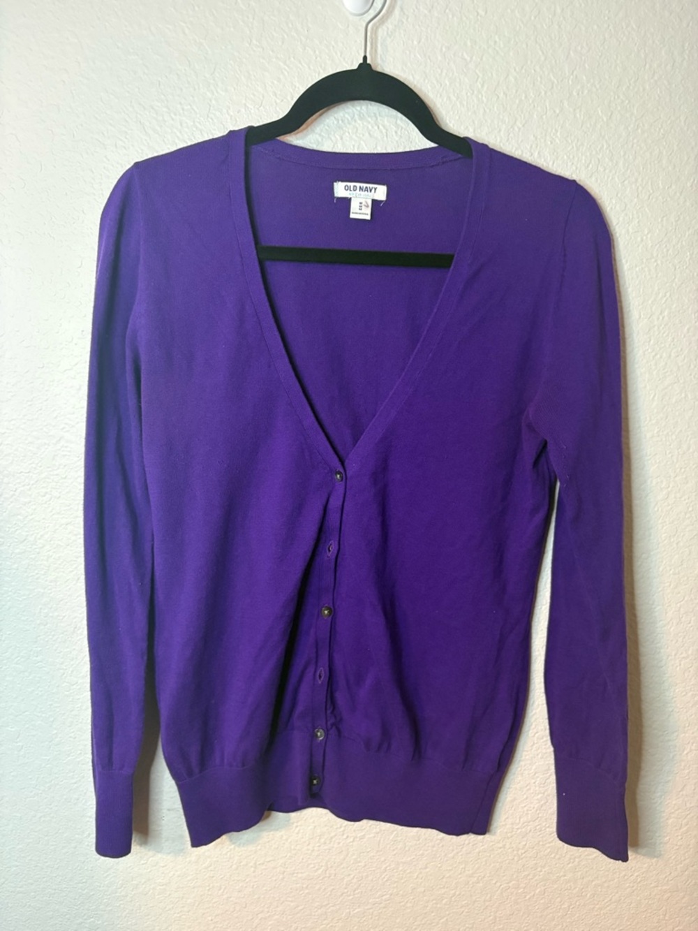 Old Navy Purple V-Neck Button-Front Cardigan